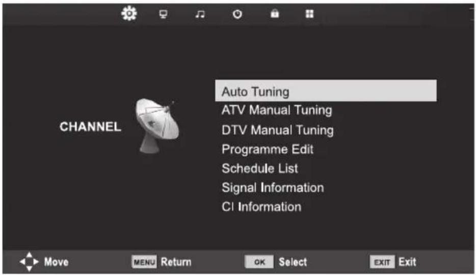 SENCOR SLE 39F14TCS - ATV/DTV csatorna menü - 1