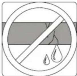 Prohibition sign with crossed-out circle and water droplet symbol, indicating no pollution or discharge