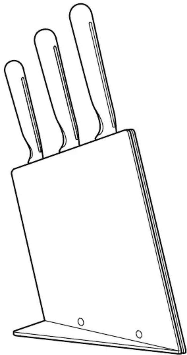 Line drawing of a kitchen knife with five blades (no text or symbols)