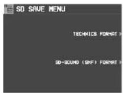SD SAVE MENU TECHNICS FORMAT SD-SCUND (SHP) FORMAT