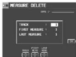 MEASURE DELETE 50% 1 TRACK : 1 FIRST MEASURE : 1 LAST MEASURE : 1 OFF FIRST MEASURE : 1 LAST MEASURE : 1