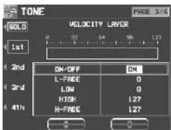 TONE SOLD MOLOCITY LYVER 1st 2nd 3rd 4th ON/OFF ON L-FRDE 0 LOW 0 HIGH 127 H-FRDE 127