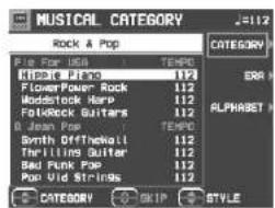 MUSICAL CATEGORY Rock & Pop Category Rip Pop USA TEMPD HBook Pop 112 BEE FlowerPower Rock 112 Modstock Harp 112 FoldRock Suits 112 B Jean Pop TEMPD Synth OfftheWall 112 Trailing Guitar 112 Bad Funk Pop 112 Pop Vid Strings 112 ALPHASET CATEGORY SKIP STYLE