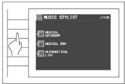 MUSIC STYLIST ↓120 MUSICAL CATEGORY HUSICAL ERA ALPHABETICAL LIST
