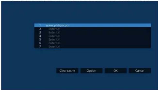1 www.philips.com 2 Enter UI 3 Enter UI 4 Enter UI 5 Enter UI 6 Enter UI 7 Enter UI Clear cache Option OK Cancel