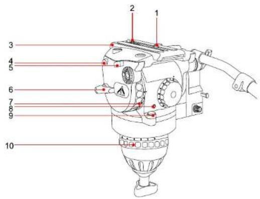 Labeled diagram of a mechanical device with numbered parts for identification