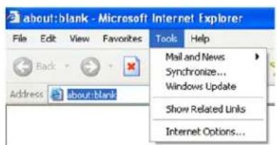 about:blank - Microsoft Internet Explorer File Edit View Favorites Tools Help Back Address About:blank Mail and News Synchronize... Windows Update Show Related Links Internet Options...