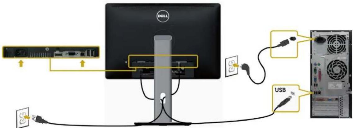DELL P2016H - Connecting the USB cable - 1