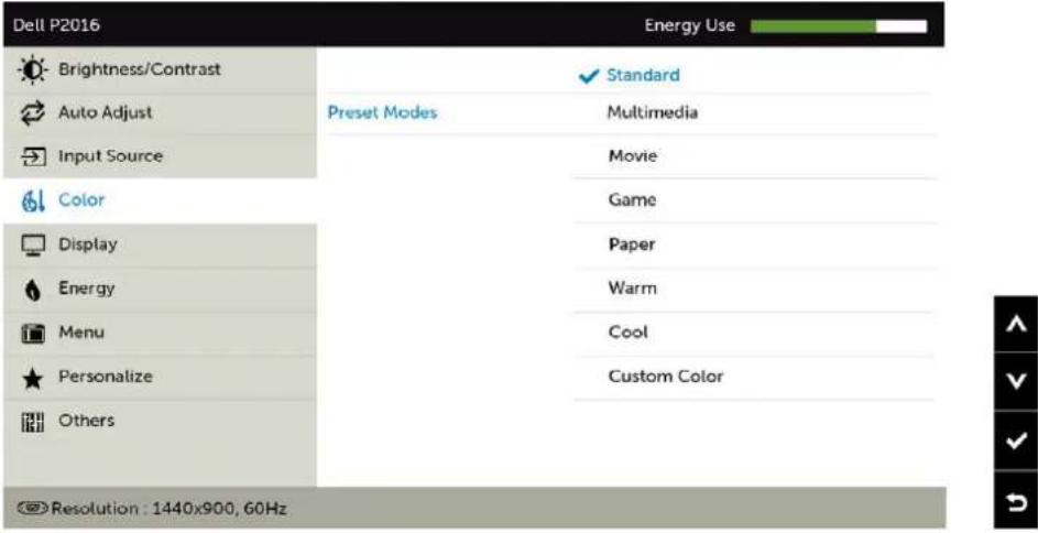 DELL P2016H - Accessing the Menu System - 10