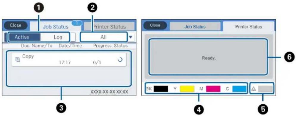 EPSON WorkForce Pro WF-C869 - Job/Status Screen Configuration - 1