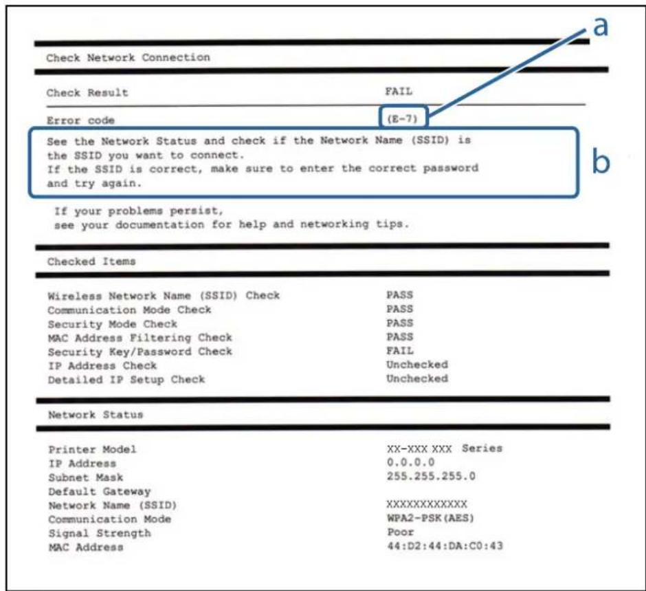 EPSON WorkForce Pro WF-C869 - Messages and Solutions on the Network Connection Report - 1