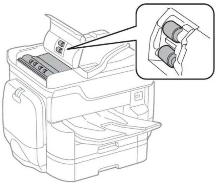 EPSON WorkForce Pro WF-C869 - Use a soft, moist cloth to clean the roller and the interior of the ADF. - 1