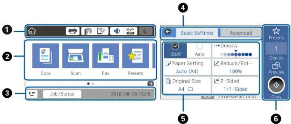 EPSON WorkForce Pro WF-C869 - Basic Screen Configuration - 1