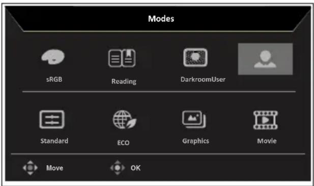 ACER KB242YG - Gyorsgomb1 (alapértelmezett: Modes (Módok)) - 1