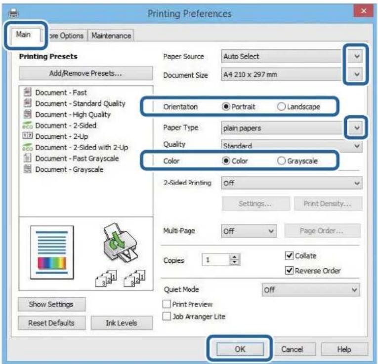 EPSON WF-6590DWF - Select Preferences or Properties to access the printer driver window. - 1