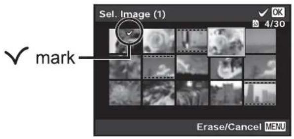 OLYMPUS SH-1 - To individually select and erase images ▶ [Sel. Image] - 1