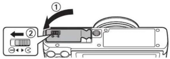 OLYMPUS SH-1 - Follow Steps ① and ② to close battery/card compartment cover. - 1