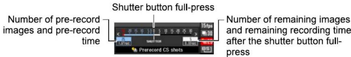 CASIO Exilim High Speed ZR10 - Use [◀] and [▶] to specify how many of the 30 images and for how long images should be pre-recorded in the buffer. - 1