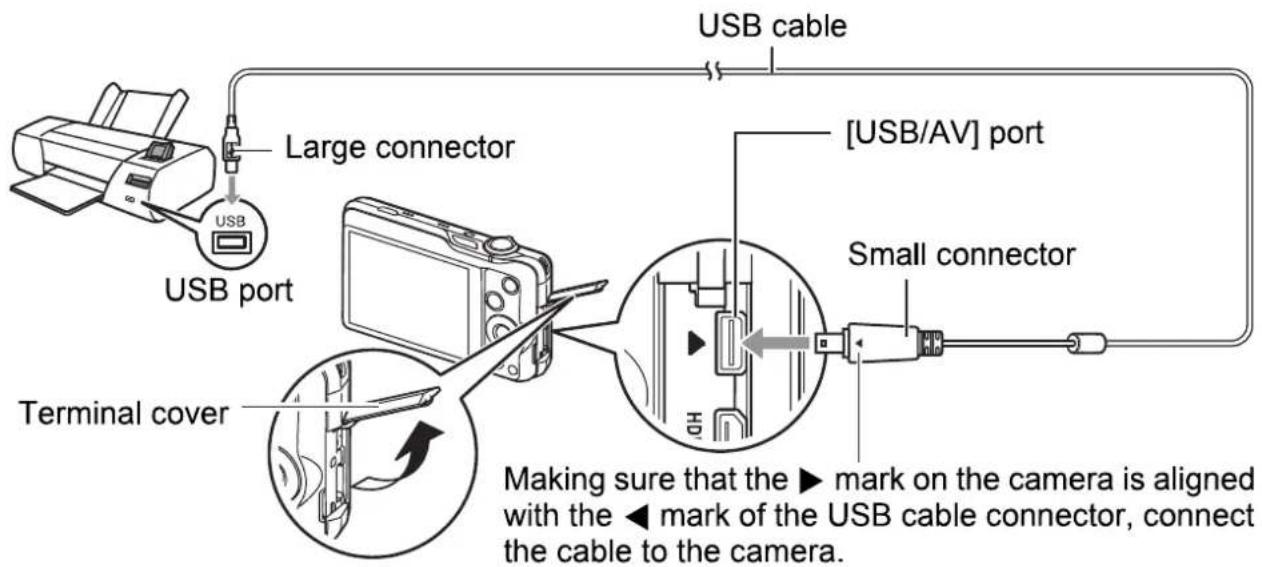 CASIO Exilim High Speed ZR10 - ■ Connecting the Camera to a Printer - 1
