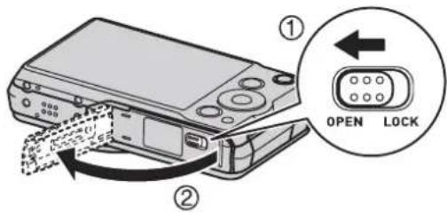 CASIO Exilim High Speed ZR10 - Open the battery cover. - 1