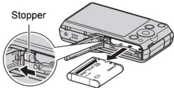CASIO Exilim High Speed ZR10 - Open the battery cover and remove the current battery. - 1