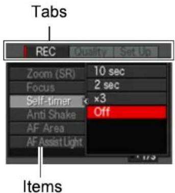 CASIO Exilim High Speed ZR10 - In the REC mode, press [MENU]. - 2