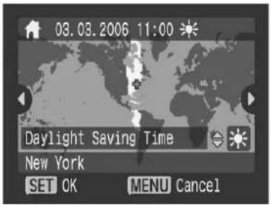CANON IXUS 65 - Setting the Home/World Time Zones - 3