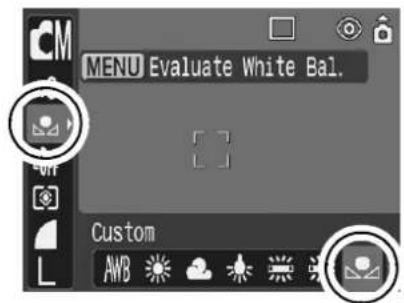 CANON IXUS 65 - FUNC. Menu ▶ AWB \* (Auto) ▶ 📋 (Custom). - 1