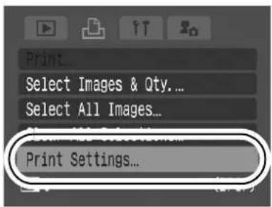 CANON IXUS 65 - Slide the mode switch to ▶ ( playback) ▶ (Print) Menu ▶ [Print Settings]. - 1