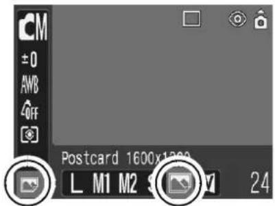 CANON IXUS 65 - FUNC. Menu ▶ L \* (Recording Pixels) ▶ (Post Card Date Imprint). - 1