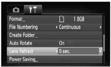 CANON IXUS 110 IS - Changing the Lens Retract Time - 1