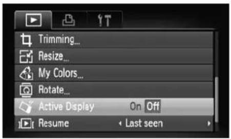 CANON IXUS 110 IS - Turning off Active Display - 1