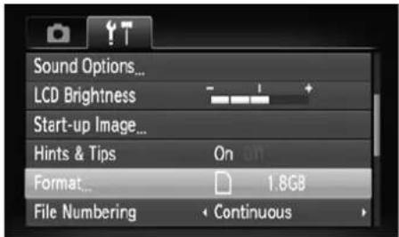 CANON IXUS 110 IS - Formatting Memory Cards - 1