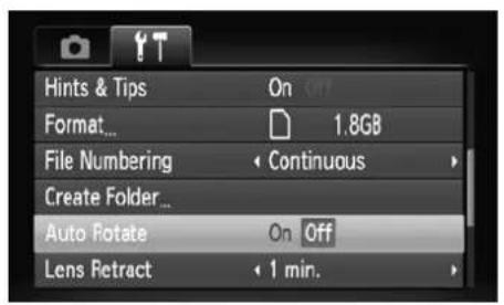 CANON IXUS 110 IS - Turning off Auto Rotate - 1