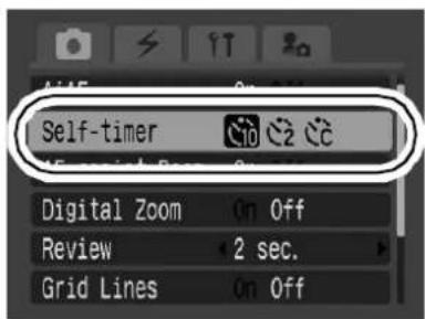 CANON IXUS Wireless - (Rec.) Menu ▶ [Self-timer] ▶ or ▶. - 1