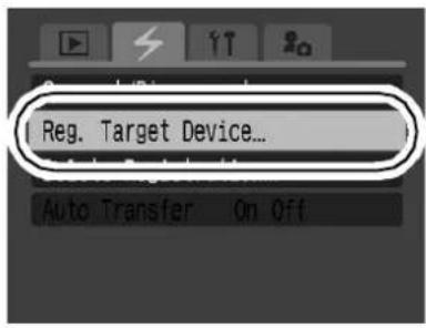CANON IXUS Wireless - Slide the mode switch to ▶ ( playback) ▶ (Wireless) Menu ▶ [Reg. Target Device]. - 1