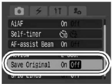 CANON IXUS Wireless - (Rec.) Menu ▶ [Save Original] ▶ [On]/[Off]. - 1