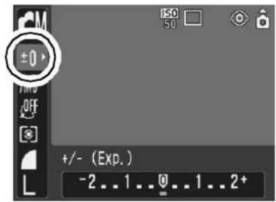 CANON IXUS Wireless - FUNC. Menu ▶ ±0\* (Exposure Compensation). - 1