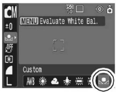 CANON IXUS Wireless - FUNC. Menu ▶ AWB \* (Auto) ▶ (Custom). - 1