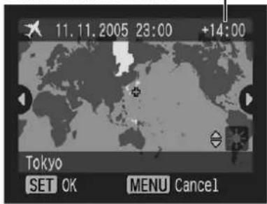CANON IXUS Wireless - Use the or button to select a destination time zone FUNC. SET. - 1