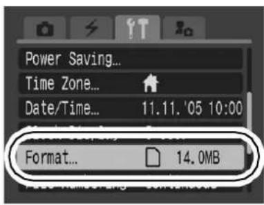 CANON IXUS Wireless - (Set up) Menu ▶ [Format]. - 1