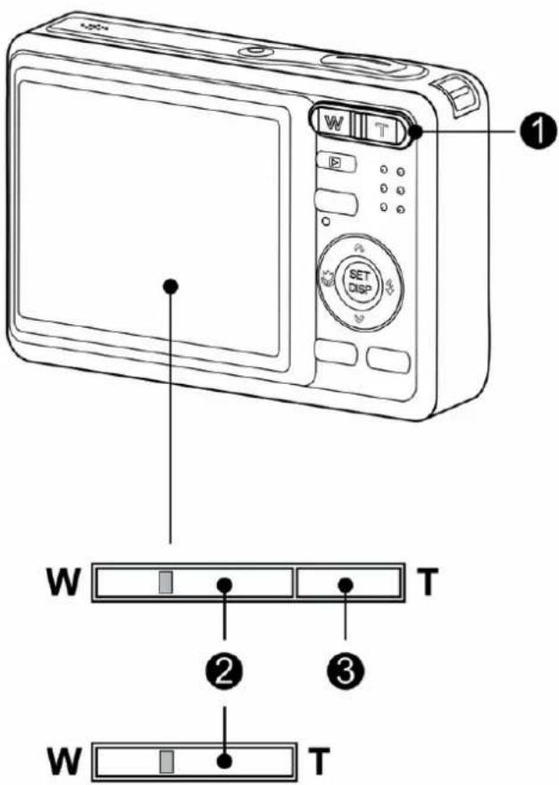 AGFAPHOTO DC-830i - Press the zoom button (①) to compose the image. - 1