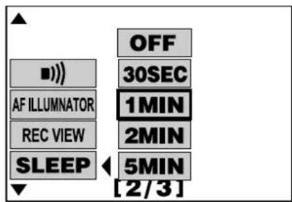 OLYMPUS Camedia C-2100 Ultra Zoom - Setting the Times for Power Saving Mode \~ SLEEP - 3
