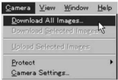 OLYMPUS Camedia C-2100 Ultra Zoom - Select [Camera] – [Download All Images] on the menu bar. - 1
