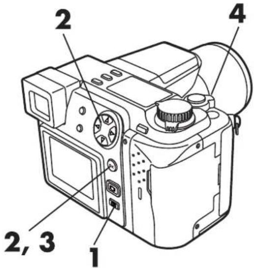 OLYMPUS Camedia C-2100 Ultra Zoom - Press the zoom lever towards T to magnify the image. - 1