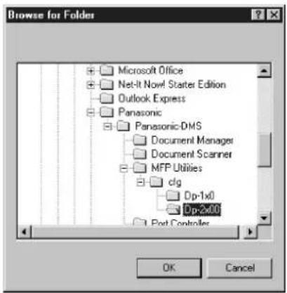 Browse for Folder Microsoft Office Net-It Now! Starter Edition Outlook Express Panasonic Panasonic-DMS Document Manager Document Scanner MFP Utilities clg Dp-1x0 Dp-2x00 Port Controller OK Cancel