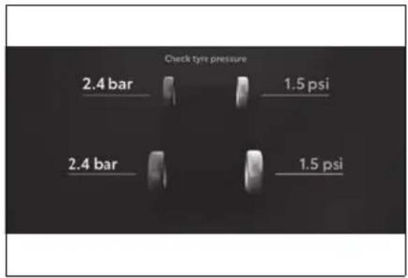 Check tyre pressure 2.4 bar 1.5 psi 2.4 bar 1.5 psi