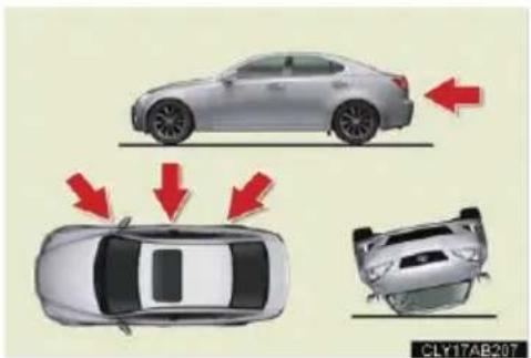 LEXUS IS 220d (2011) - - Ütközési helyzetek, amikor az SRS-légzsákok (első légzsákok) esetleg nem lépnek működésbe - 1