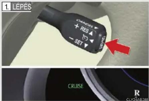 1. LÉPÉS CANCEL + RES ▲ - SET ▼ CRUISE R CLY240B288