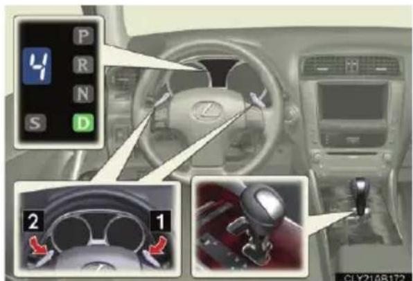 LEXUS IS 220d (2011) - Sebességfokozat-tartományok kiválasztása D helyzetben (felszereltségtől függően) - 1